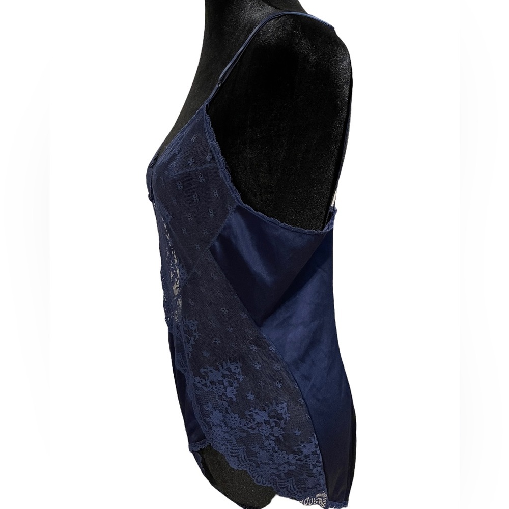 Vanity Fair Vintage Blue Sheer Floral Lace Lingerie Coquette Intimates Teddie - Picture 4 of 8